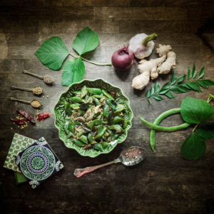 Sri Lankan recipe for green bean curry and spiced coconut curry